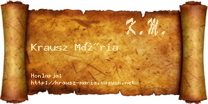 Krausz Mária névjegykártya